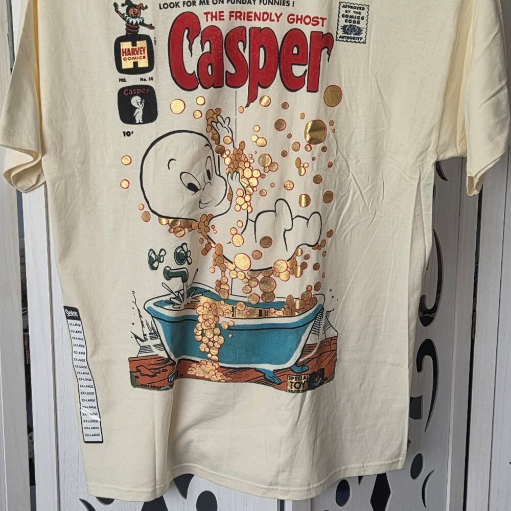 Casper The Friendly  Ghost Comic Cover  Bathtub Graphic T-Shirt  Adult XXL NWT